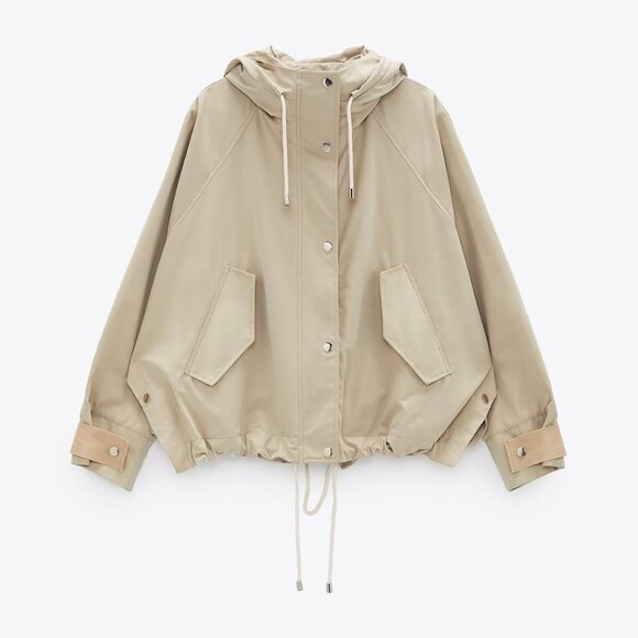 ICHI Hooded Beige Coat - Small - Picture 1 of 5